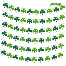 60PCS St Patrick  s Day Shamrock Garland   9.8 FT Felt Clover Banner, DIY