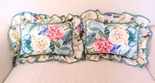 Thomasville Chintz Cottage Granny Core Lumbar Pillow Floral Ruffle Set of 2 EUC