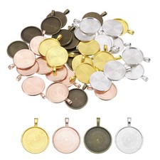 40Pcs Pendant Trays for Jewelry Making, Rose Gold/ Bronze/ Gold/ Silver