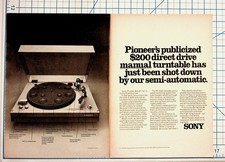 1976 Sony PS-3300 Turntable Vintage Magazine Ad Audio Hi-Fi Stereo Ephemera