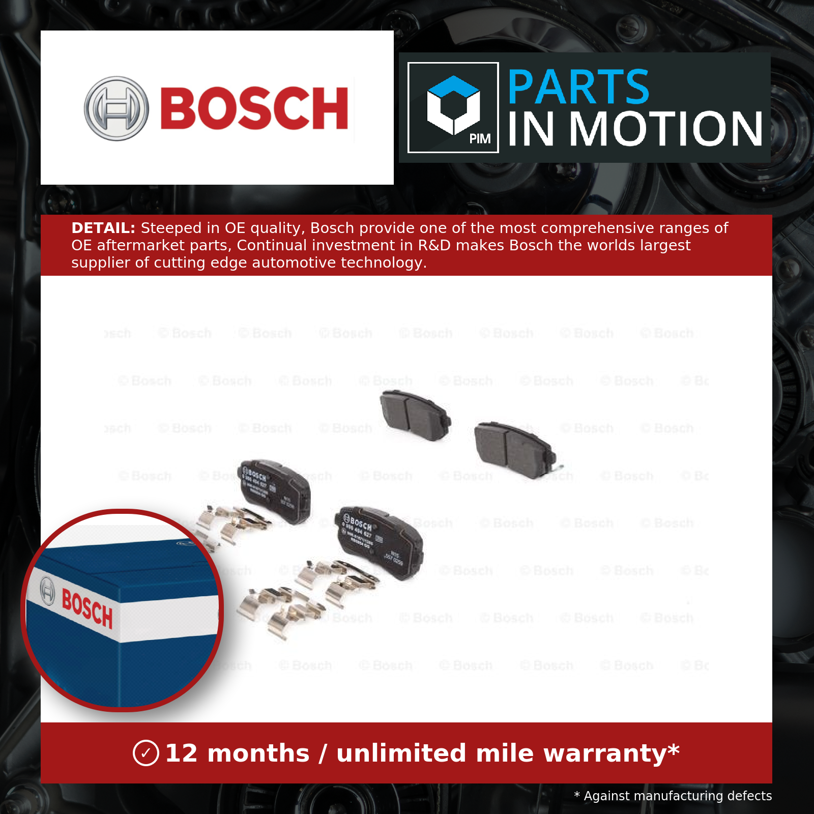 Brake Pads Set 0986494627 Bosch Genuine Top Quality Guaranteed New