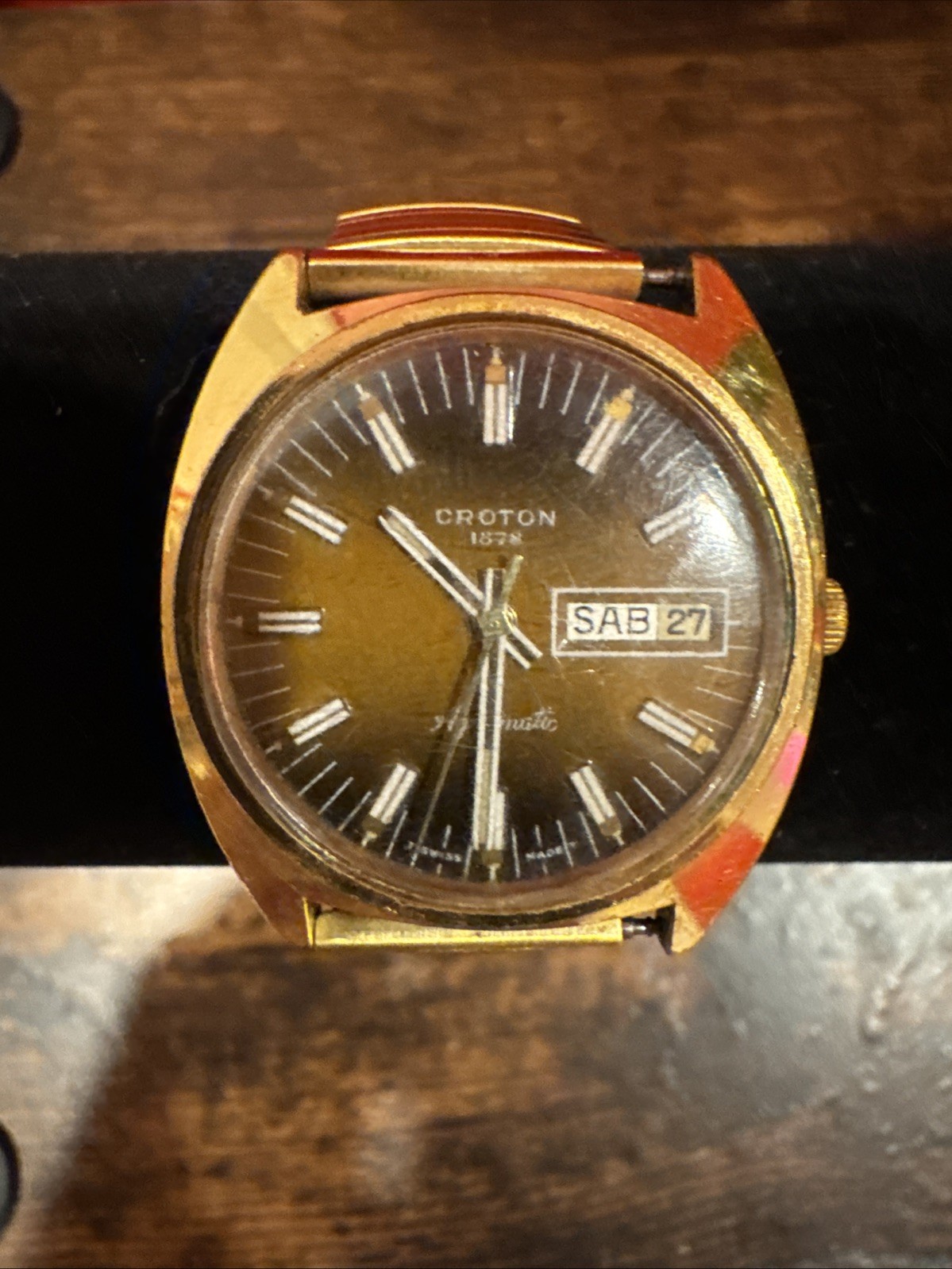 Vintage Croton 1878 Swiss Automatic Day Date Mens Watch