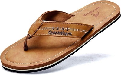 Quickshark Mens Leather Flip Flops ， We Have Size 9, 10,11,12,13 ,