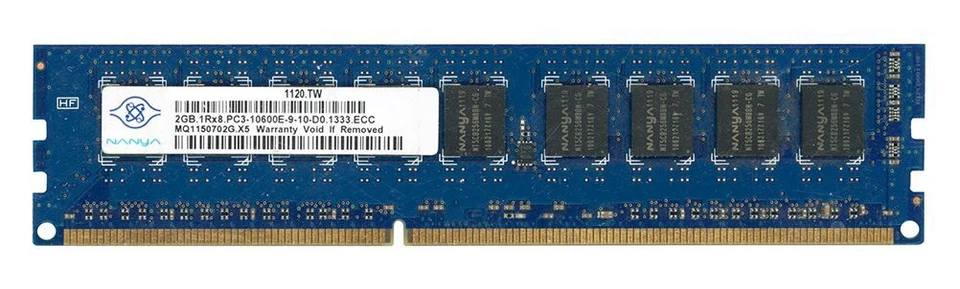 Serveur Mémoire NANYA 2 Go DDR3 1Rx8 1333MHz PC3-10600E ECC UNBUFF - Photo 2/2