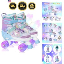 Kids Roller Skates for Girls Boys Kids, 4 Sizes Adjustable Quad Skates Butter...