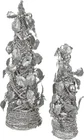 Christmas Village Set of 2 Silver Xmas Trees – Indoor/Outdoor Holiday Ornaments