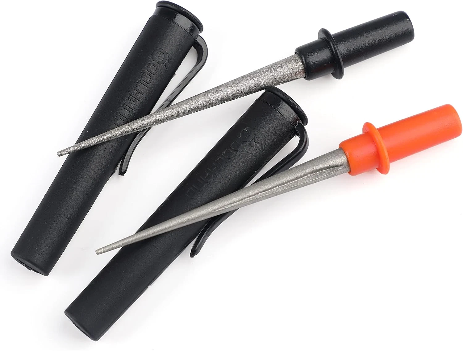 Cool Hand 4.5" Tapered Diamond Knife Sharpener Rod with Fish Hook, Gut Hook and