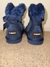 Lamo Navy Blue SUEDE Winter faux Fur Lined Ad...