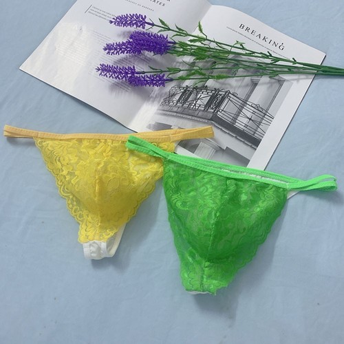 Slip Bikini String Transparent Scintillant Pour Homme - Rétro, Avec Pochette, 85% Nylon 15% Spandex