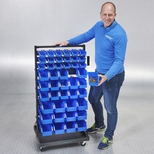 Datona  Fahrregal + 90 herausnehmbaren Stapelboxen in 3 Gr&ouml;&szlig;en  kugelgelagerten