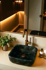 15" Labradorite Stone Sink Handcrafted Bathroom Basin Iridescent Vanity Sink Dec