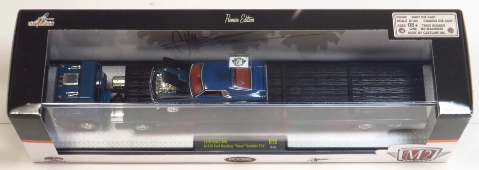 M2 Machines R18 Auto Haulers 1970 Ford C-600 & 70 Mustang Foose Gambler 514 Blue - Image 3 of 4