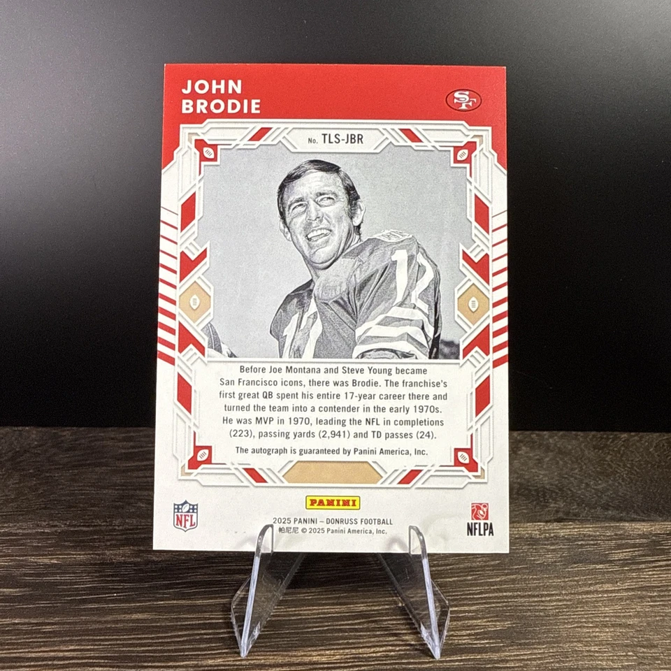 2025 Donruss Legend 系列 John Brodie 亲笔签名 /25 SF 49ers #TLS-JBR — 第 2/3 张图片