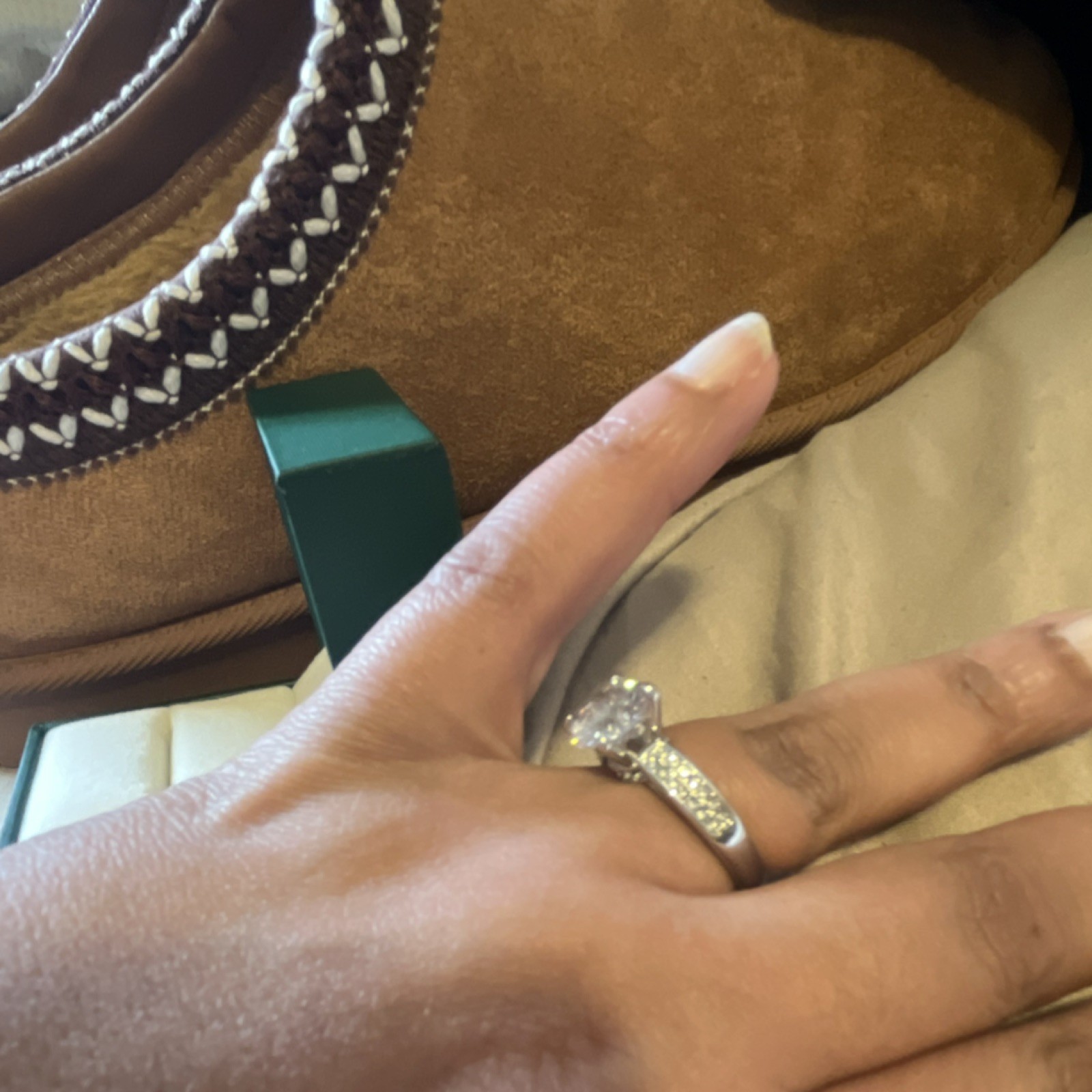 Silver Solitaire Engagement Ring with Round Clear… - image 5