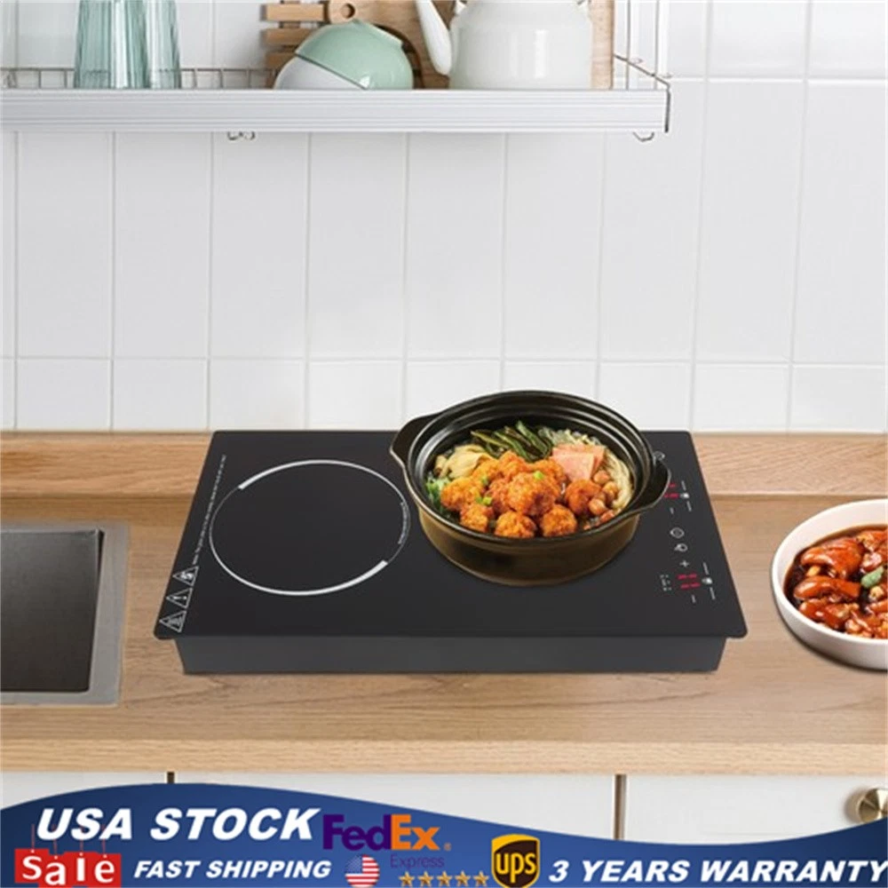 Portable Induction Cooker with 2 Burner Independent Control Safety Lock Timer