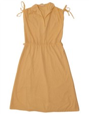 Vintage Womens Sleeveless A-Line Dress EU 40 Medium Yellow Polyester WX08