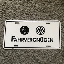 Vintage Fahrvergnugen Vw Volkswagon Advertising White Aluminum License Plate Vintage Fahrvergnugen Vw Volkswagon Advertising White Aluminum License Plate
