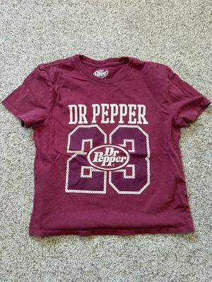 Women’s Dr. Pepper T Shirt Jersey Style Soda Funny Humor Burgundy Tee Large - Photo 1/4