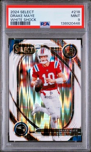 2024 Panini Select Drake Maye #218 White Shock /199 PSA 9