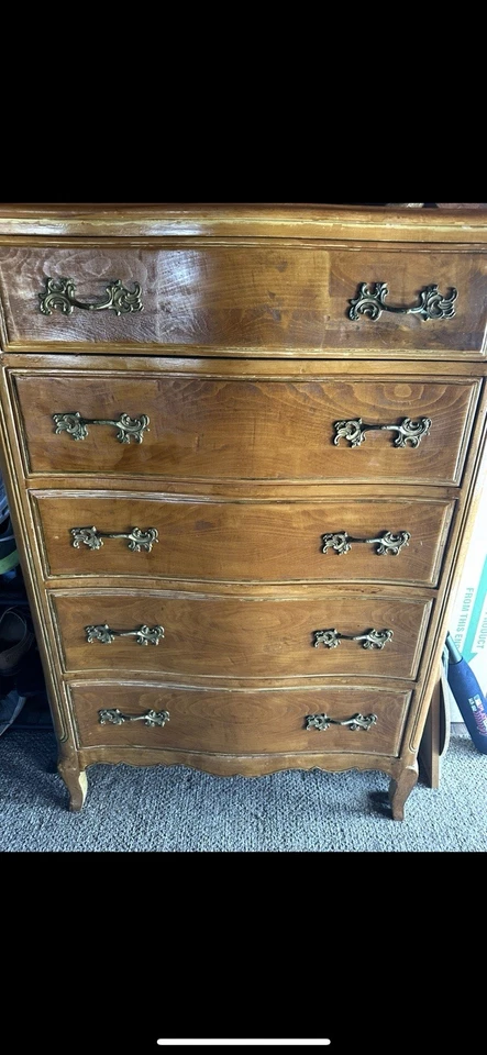 Винтажный набор рисунков из вишни середины века французский провинциальный Людовик XV - Изображение 2 из 4