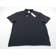 Calvin Klein Polo Shirt Mens 2XL Black Ribbed Novelty Classic Fit Short Sleeve