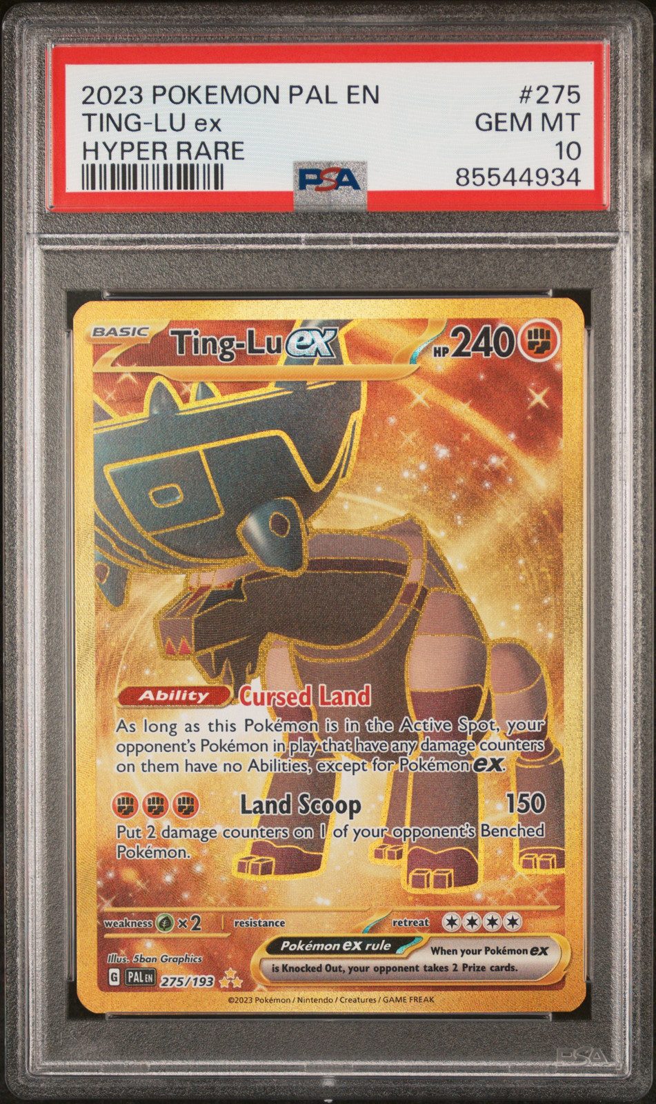 2023 POKEMON PAL EN-PALDEA EVOLVED HYPER RARE #275 TING-LU EX PSA 10 - Main Image