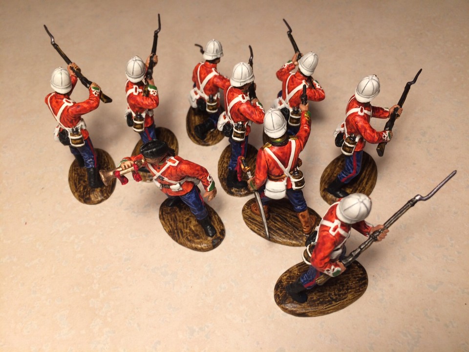 ZULU WAR BRITISH 24th INFANTRY SOLDIERS 9 PAINTED FIGURES (54mm 60mm