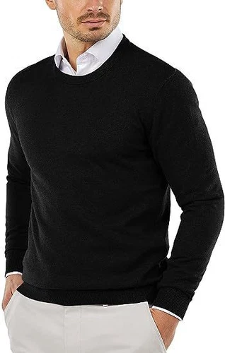 Men Round Neck Sweater Ribbed Knit Slim Fit Casual Long Sleeve Pullover Top - Bild 4 von 32