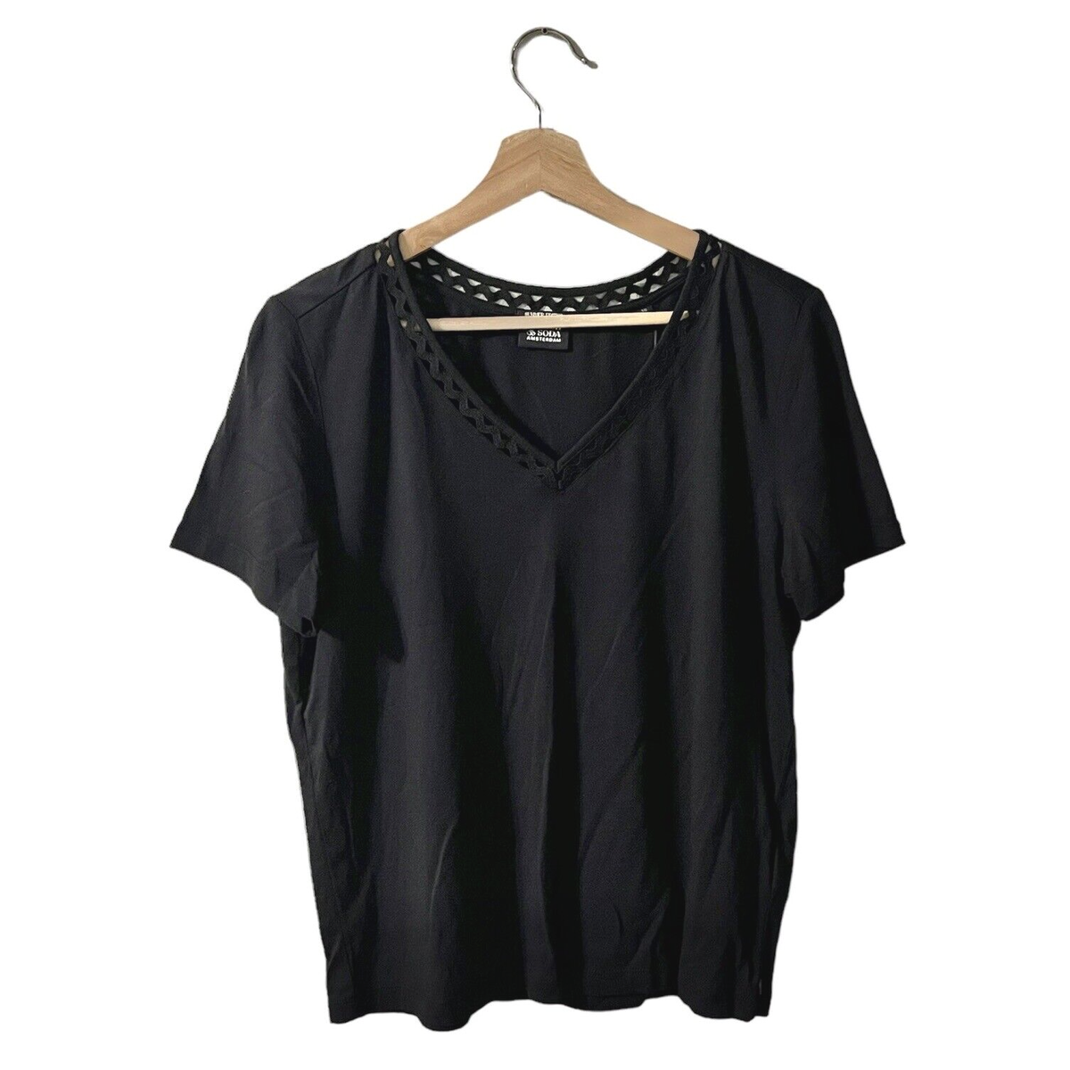 Scotch & Soda Knit Tee Size XS Black Knit Stretch Blouse Top Cut