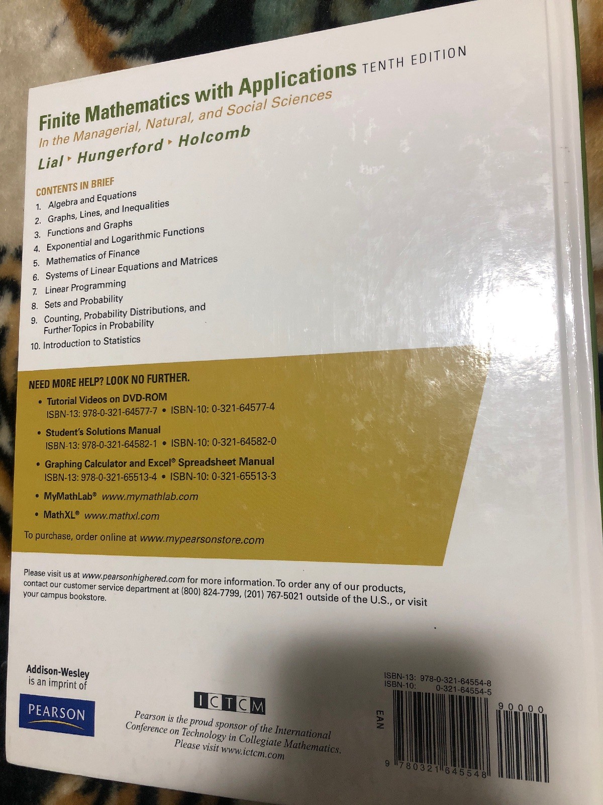 Lial/Hungerford/Holcomb: Finite Mathematics with Applications by John P.  Holcomb, Thomas W. Hungerford and Margaret L. Lial (2010, Hardcover, New  Edition) ...