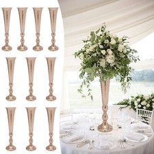 10Pcs Gold Flower Vases Wedding Table Centerpieces 20.5" Tall Metal Trumpet Vase