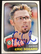 Eric Sogard Athletics 2014 Topps Heritage Signed Autographed Card #188 ~ COA