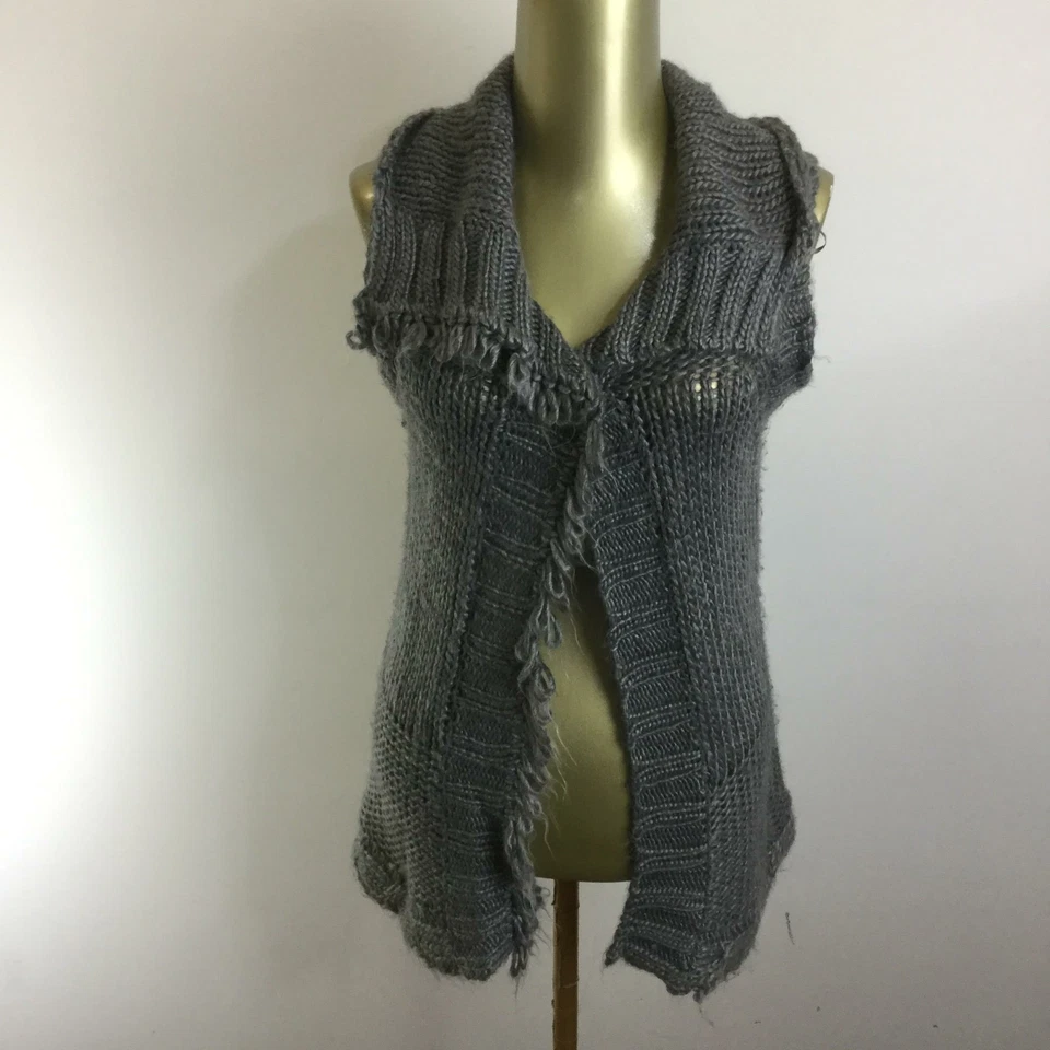 Cárdigan Suéter AMERICAN RAG Estilo Abierto Grueso Tejido Lana Gris Para Mujer Talla M Foto 2 de 4