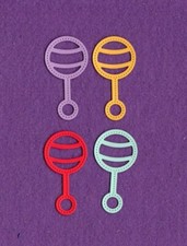 BABY RATTLE  2 die cuts scrapbook cards