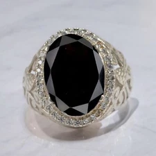 Black Onyx Oval Cut Gemstone With 925 Sterling Silver Ring For Men's #737 *