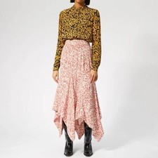 Ganni Skirt Goldstone Crepe Egret Size UK 6 / US 2 Floral Maxi Red White