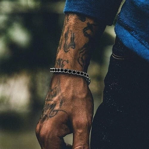 Теннисный мужской браслет из белого золота 14 карат с черной шпинелью 20 карат более 5 мм 8 дюймов - Изображение 2 из 4