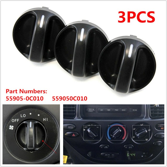Set of 3 fit for Toyota Tundra Truck 200006 Control Knobs Dials Heater