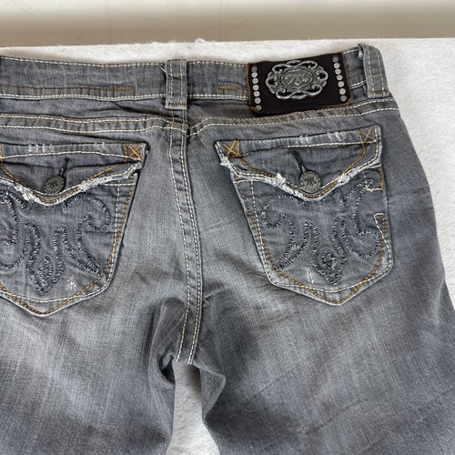 MEK Denim Haboro Straight Jeans Gray Wash Distressed 27x34 GUC - Picture 15 of 19