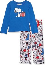 Munki Munki Nite Nite Kids size 11 Peanuts Snoopy Christmas Pajama Set blue gray