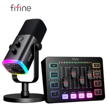 All-In-One Podcast Kit with RGB Audio Mixer,Streaming Studio Set with Dynamic Mi