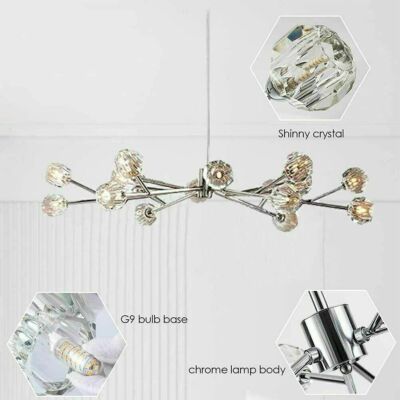 43'' Mid Century Crystal Chandelier 18-Lights Silver Sputnik Ceiling Pendant Lamp