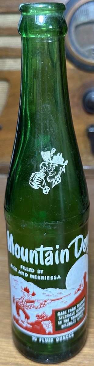 Vintage 1960s Mountain Dew Soda Bottle Filled By Rick