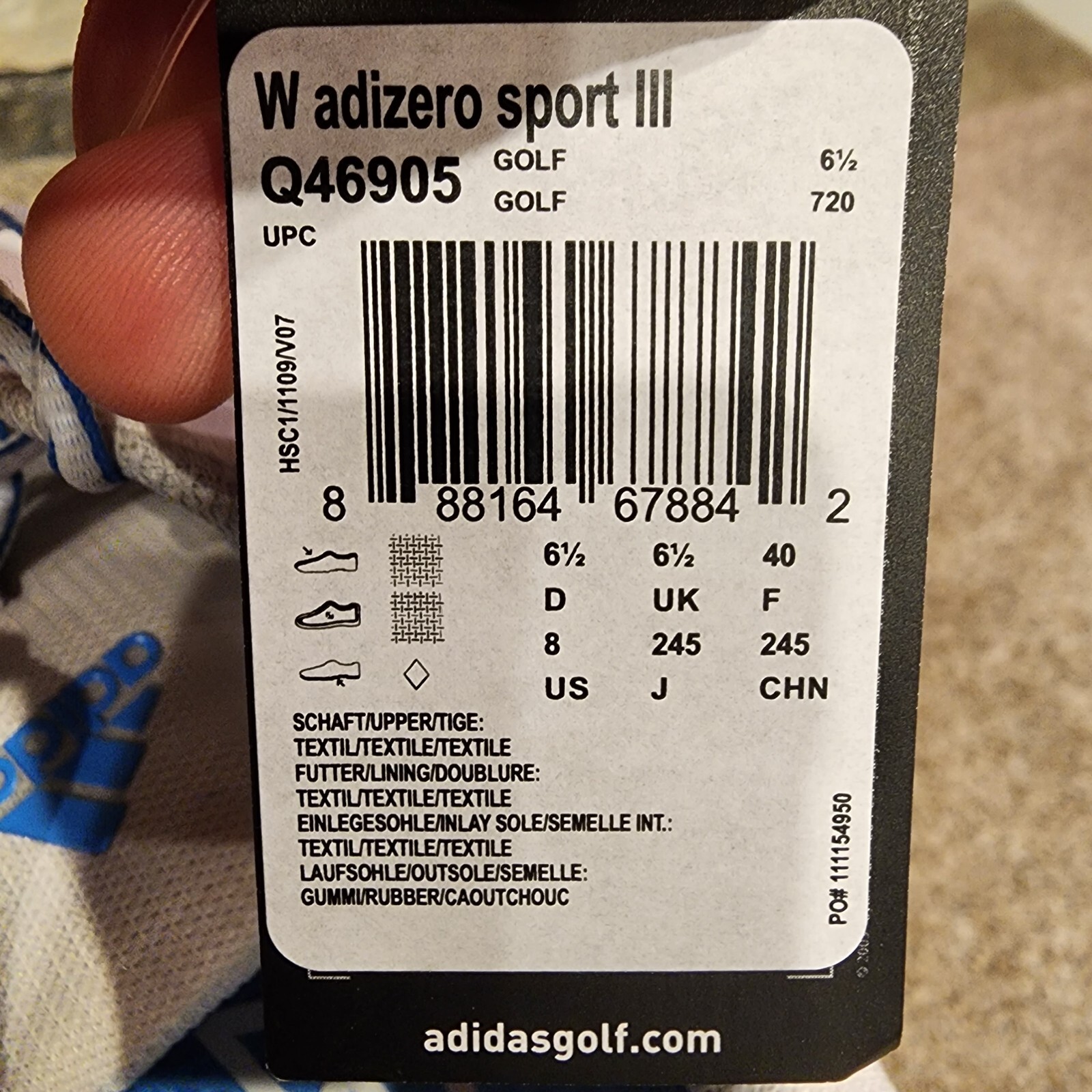ADIDAS WOMEN'S ADIZERO SPORT III GOLF SHOES SIZE 8 MEDIUM Q46905 