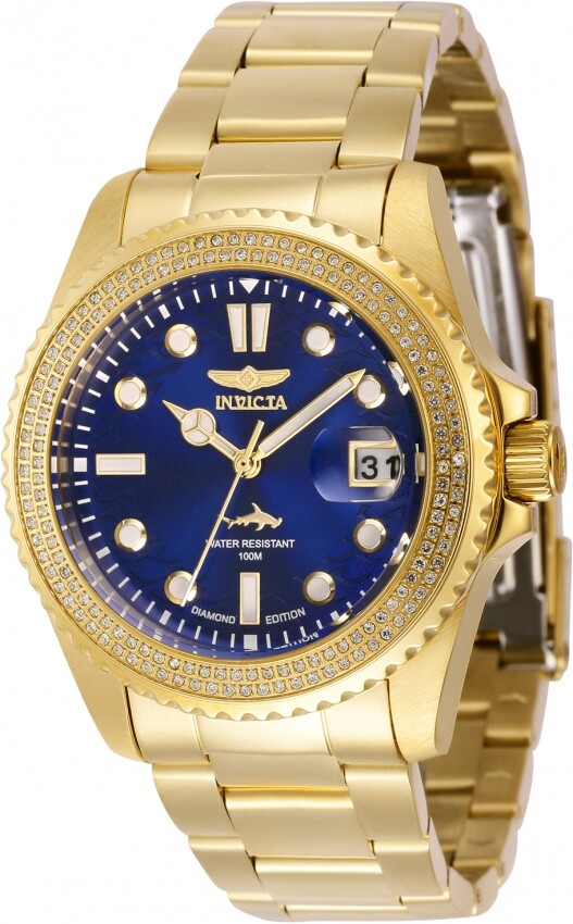 Invicta Women's 37982 Pro Diver Quartz Gold-Toned Crystal Blue