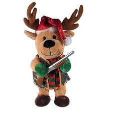 Gemmy Plush Animated Reindeer with Shotgun Christmas Hit Me With Your Best Shot