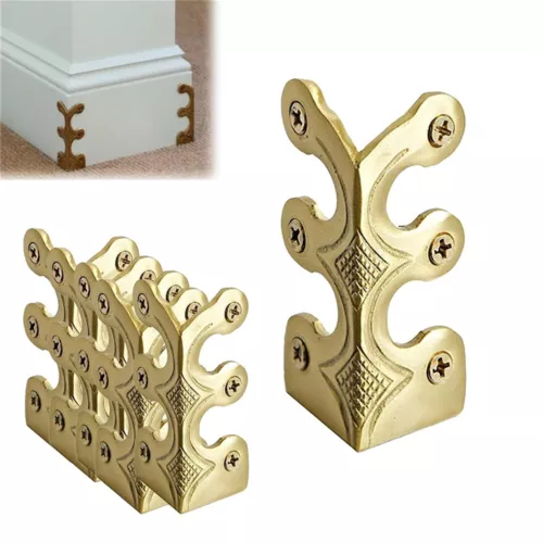 NEW Skiffers Baseboard Corner Protectors Solid Brass Skirting Board Corner - Picture 6 of 7