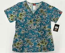 Dickies Women s Scrub V-Neck Top Floral Print Size S