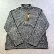 Eddie Bauer Sweater Mens XL Gray Long Sleeve 1/4 Zip Fleece Pullover Outdoors