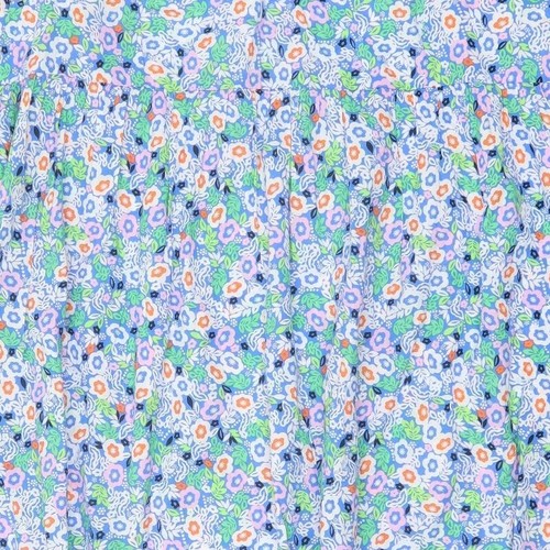 Marks & Spencer Womens Blue Floral Cotton Blend A-Line Size 12 Tie - Picture 10 of 10